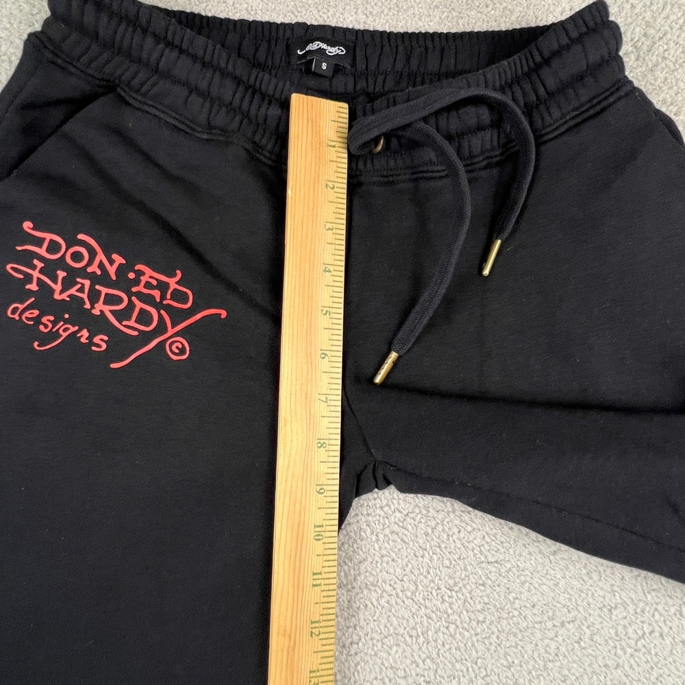 Ed Hardy Sweatpants Women Small Black Wide Leg Skull Graphic Y2K Streetwear Punk - Picture 9 of 16